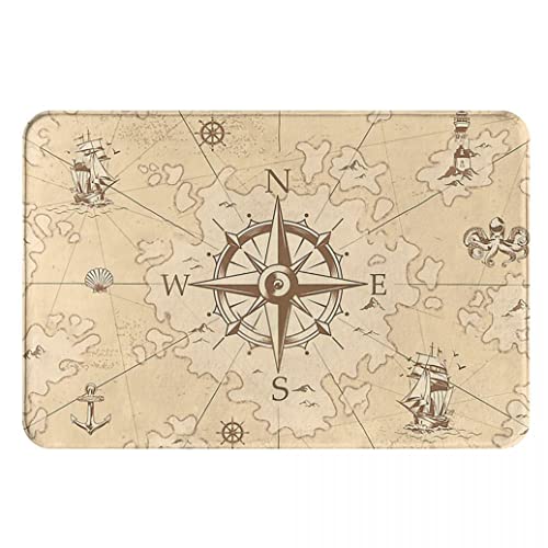 Felpudo con diseño de mapa pirata, alfombra suave y cómoda, alfombrillas antideslizantes de bienvenida para el hogar, cocina, lavable, alfombrillas para ducha, bañera, decorativas, 20x31 pulgadas/50x8 von Lsjuee