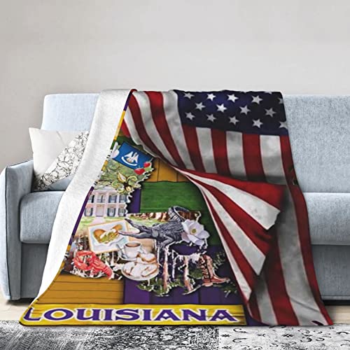 Flanell-Fleece-Decke, 203,2 x 152,4 cm, Liebes-Louisiana-Bettüberwurf, hochwertige, ultraweiche Reise-Winterdecken für Kinder, die warm halten von Lsjuee