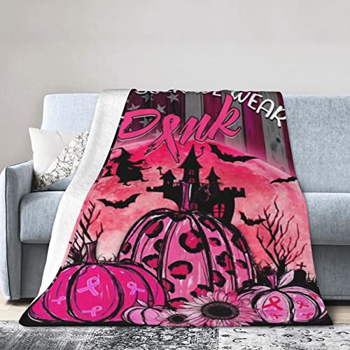 Flanell-Fleece-Decke, 203,2 x 152,4 cm, Pink, Kürbis, Brustkrebs-Bewusstsein im Oktober, We Wear Pink, Halloween-Bettdecke, leichte, ultraweiche Reise-Winterdecke für Herren, hält warm von Lsjuee