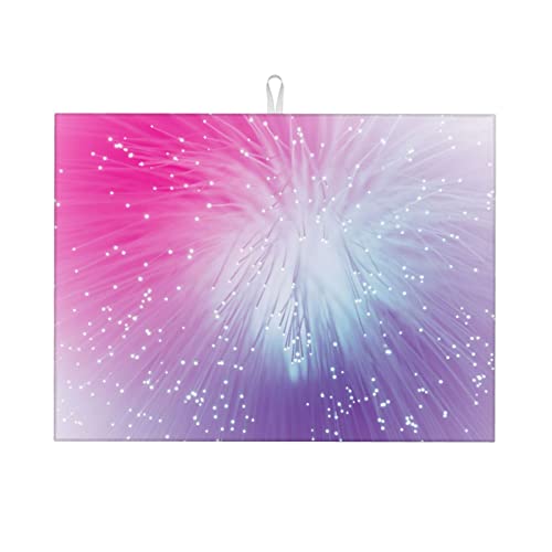 Geschirr-Abtropfmatte mit rosa-lila Linien-Punkt-Lichter-Aufdruck für die Küchentheke, großes saugfähiges Abtropfgestell, super saugfähiges Mikrofaser-Abtropfpad 18 x 24 Zoll von Lsjuee