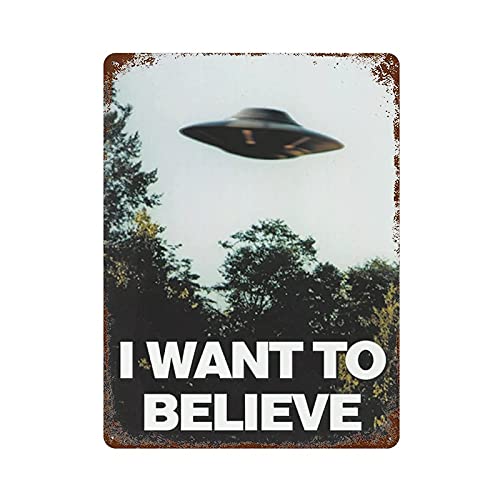 I Want to Believe UFO Retro Metallschild Vintage Great Aluminium Blechschild Wanddekoration 15,7"x11,8" von Lsjuee