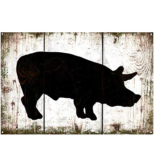 Imitation White Wood Maser Tin Metal Wall Art Signs, Pig Retro Metal Tin Sign Art Wall Decor for Home Kitchen Outdoor Coffee Bar Pubs Garage 16x12 Inches von Lsjuee