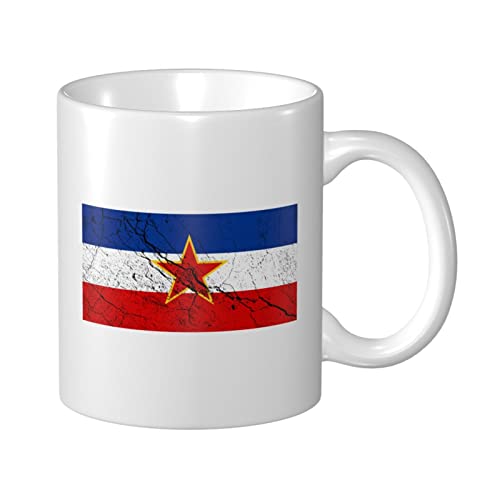 Kaffeetasse mit Flagge von Jugoslawien, Textureffekt, 11 oz, doppelseitig bedruckte Tassen, Teetasse für tolles Geschenk, Büro, Zuhause, Kaffeetassen von Lsjuee