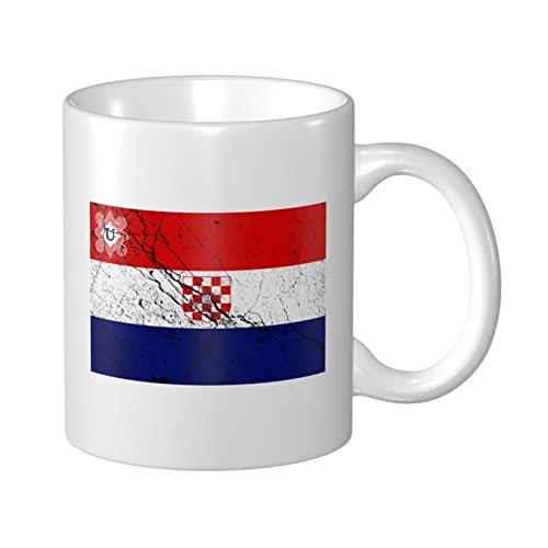 Kaffeetasse mit Flagge von Kroatien, Textureffekt, 11 oz, doppelseitig bedruckte Tassen, Teetasse für tolles Geschenk, Büro, Zuhause, Kaffeetassen von Lsjuee