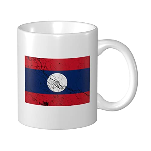 Kaffeetasse mit Flagge von Laos, Textureffekt, 11 oz, doppelseitig bedruckte Tassen, Teetasse für tolles Geschenk, Büro, Zuhause, Kaffeetassen von Lsjuee