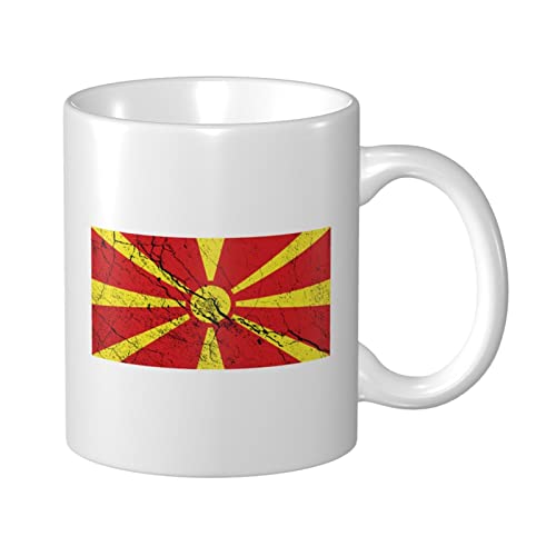 Kaffeetasse mit Flagge von Nordmazedonien, Textureffekt, 11 oz, doppelseitig bedruckte Tassen, Teetasse für tolles Geschenk, Büro, Zuhause, Kaffeetassen von Lsjuee