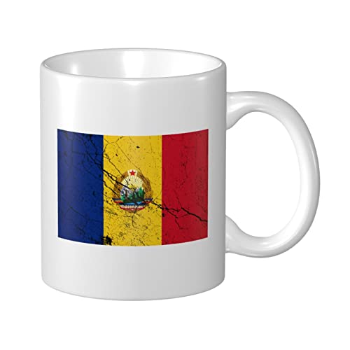 Kaffeetasse mit Flagge von Rumänien, Textureffekt, 11 oz, doppelseitig bedruckte Tassen, Teetasse für tolles Geschenk, Büro, Zuhause, Kaffeetassen von Lsjuee
