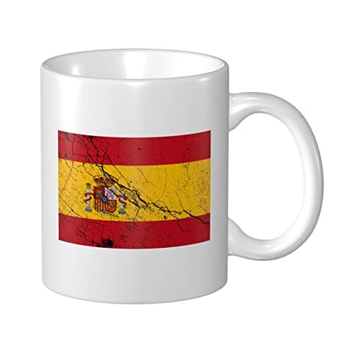 Kaffeetasse mit Flagge von Spanien, Textureffekt, 11 oz, doppelseitig bedruckte Tassen, Teetasse für tolles Geschenk, Büro, Zuhause, Kaffeetassen von Lsjuee