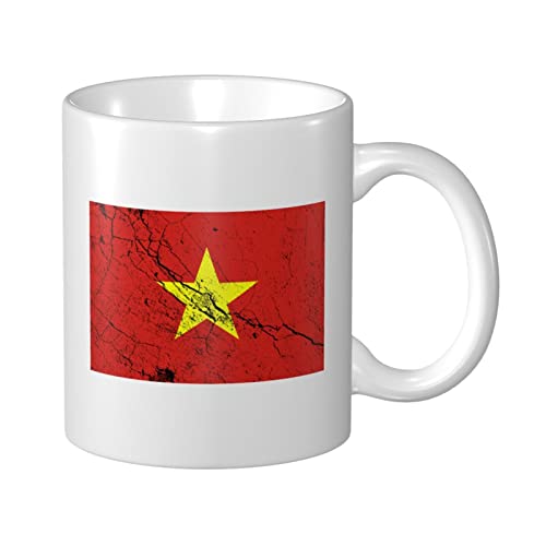 Kaffeetasse mit Flagge von Vietnam, Textureffekt, 11 oz, doppelseitig bedruckte Tassen, Teetasse für tolles Geschenk, Büro, Zuhause, Kaffeetassen von Lsjuee