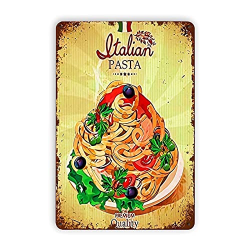 Köstliche italienische Pasta Blechschilder, Vintage-Wanddekoration, Retro-Kunst, lustige Dekorationen für Zuhause, Bar, Pub, Café, Bauernhof, Metallposter, 20,3 x 30,5 cm von Lsjuee