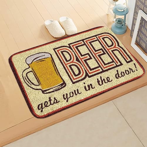 ¡La cerveza te atrapa en la puerta! Alfombrilla de bienvenida divertida, felpudo antideslizante y lavable, alfombrillas decorativas novedosas para puerta para baño interior y exterior, 20x31 pulgadas/ von Lsjuee