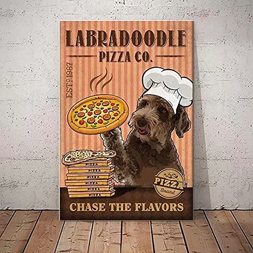 Labradoodle Hund Vintage Metall Blechschild Aluminium Blechschild für Männer Frauen, Wanddekoration für Zuhause Toilettenschilder Bars Cafés Pubs 30,5 x 20,3 cm von Lsjuee