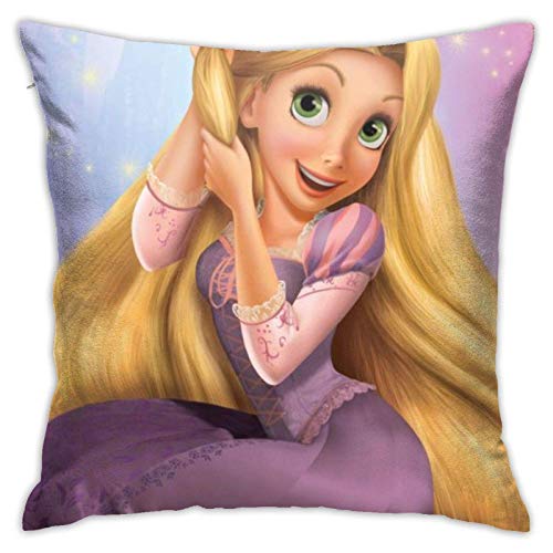 Lsjuee Cartoon Rapunzel Kissenbezüge Dekorative Baumwollkissenbezüge für Wohnzimmer Sofa Couch Bett Weiche Kissenbezüge 45 cm x 45 cm von Lsjuee