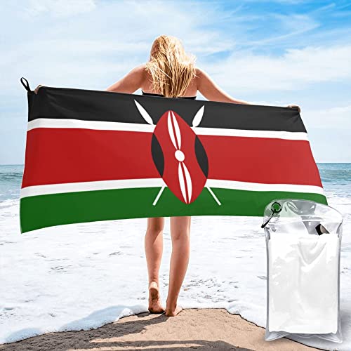 Lsjuee Flagge von Kenia, Mikrofaser-Strandtuch, schnell trocknend, übergroße Handtücher, Decke für Reisen, Pool-Camping von Lsjuee