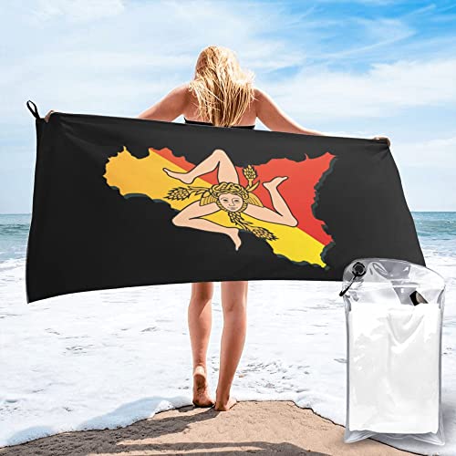 Lsjuee Flagge von Sizilien, Mikrofaser-Strandtuch, schnell trocknend, übergroße Handtücher, Decke für Reisen, Pool, Camping von Lsjuee