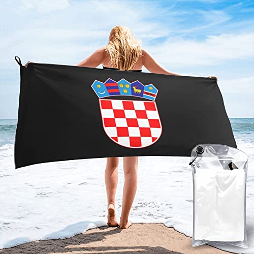 Lsjuee Kroatisches Emblem Kroatien Mikrofaser-Strandtuch, schnell trocknend, übergroße Handtücher, Decke für Reisen, Pool, Camping von Lsjuee
