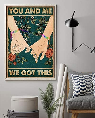 Lsjuee LGBT Hand and me we got This Poster Gift for Women Men Home Gift Bathroom Vintage Bedroom Novelty Funny Retro Parlor Poster s Garage Mural Metal Blechschilder Wanddekoration 20,3 x 30,5 cm von Lsjuee