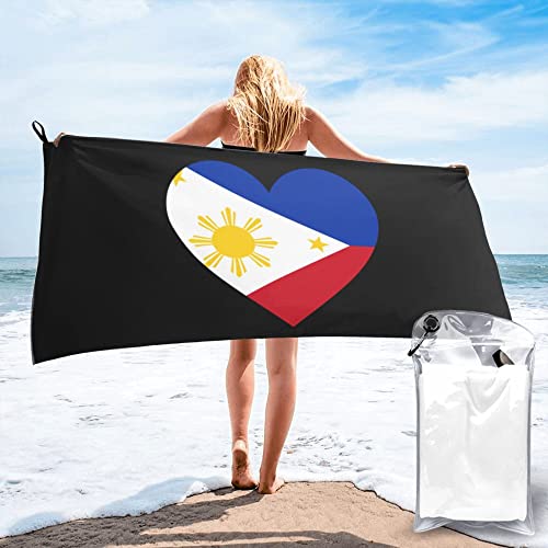 Lsjuee Liebe Philippinen Nationalflagge Mikrofaser-Strandtuch, schnell trocknend, übergroße Handtücher, Decke für Reisen, Pool, Camping von Lsjuee