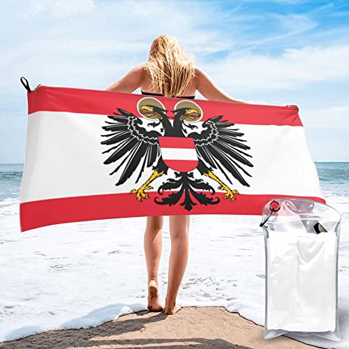 Lsjuee Mikrofaser-Strandtuch mit österreichischer Flagge, schnell trocknend, übergroße Handtücher, Decke für Reisen, Pool, Camping von Lsjuee