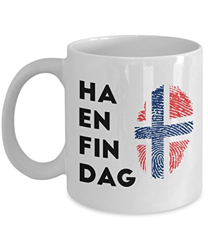 Lsjuee Norwegischer Becher – Ha En Fin Dag – Have a nice day in Norwegian – Norway flag – Schönes Geschenk für Norweger von Lsjuee