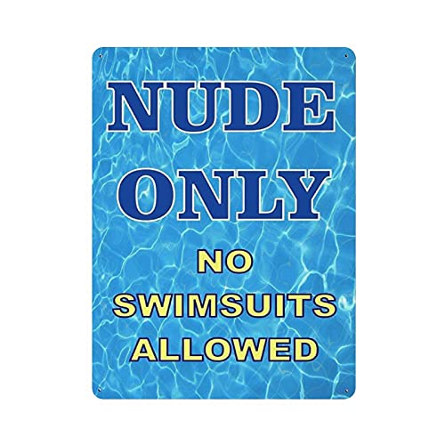Lsjuee Nude Only Pool Party Signs Wall Decora Art Vintage Metal Tin Sign Print Home Office Classroom Wall Art 16x12in (40x30cm) von Lsjuee