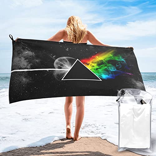 Lsjuee Pink Rainbow Floyd Strandtuch, Mikrofaser-Badetuch für Mädchen, sandfrei, schnell trocknend, Damen-Reisehandtücher für Yoga, Sport, 31,5 x 63 Zoll von Lsjuee