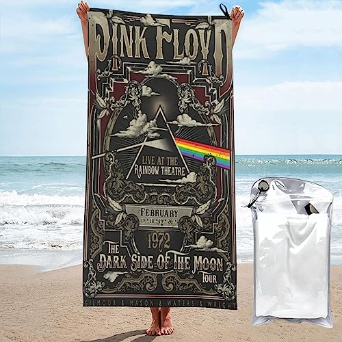Lsjuee Pink Rainbow Floyd Strandtuch, übergroß, Mikrofaser, Poolbad, Kind, Erwachsene, Decke für kleine Mädchen, Frauen, Reisen, Schwimmen, schnell trocknend, sandfrei, 80 x 160 cm von Lsjuee