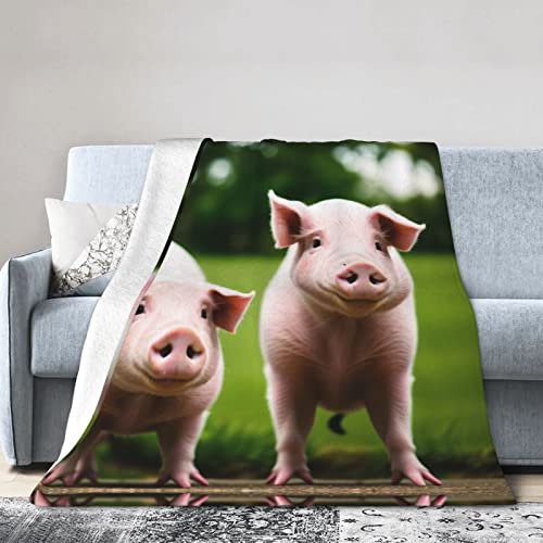 Lsjuee Rosa Schweinchen-Decke, superweiche, leichte Flanell-Überwurfdecke für Wohnzimmer, Couch, Schlafzimmer von Lsjuee