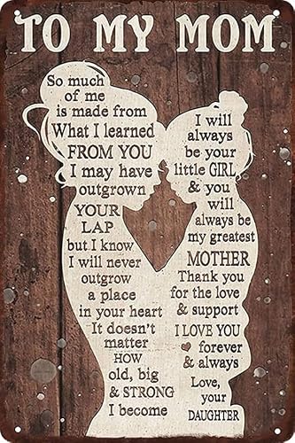 Lsjuee To My Mom Metallblechschild Muttertag Geburtstagsgeschenk für Mama Metallblechschild Vintage Retro Poster für Zuhause, Küche, Schlafzimmer, Wanddekoration, 20,3 x 30,5 cm Lsjuee To My Mom Metallblechschild Muttertag Geburtstagsgeschenk für Mama Metallblechschild Vintage Retro Poster für Zuhause, Küche, Schlafzimmer, Wanddekoration, 20,3 x 30,5 cm von Lsjuee