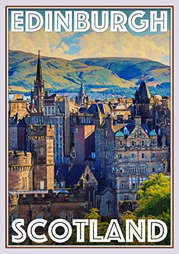 Lsjuee Vintage Blechschild Holiday Tourism Edinburgh Scotand Metal Sign Decor Tin Aluminium Sign Wall Art Metal Poster for Bathroom Kitchen Home Bar Cafe Garage Man Cave 30,5 x 20,3 cm von Lsjuee