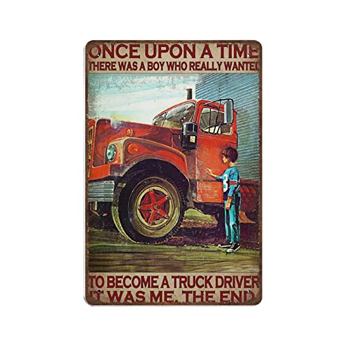 Metallblechschild There was A Boy Who Really Wanted to Become A Trucker Driver Blechschild, Truck Driver Blechschild Metallschild Vintage Home Backyard Wall Decoration Pool Decor Humor Sign 8X12 Inch von Lsjuee