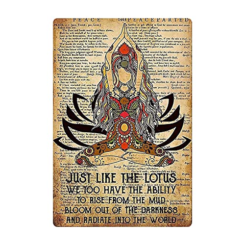 Metallschild Retro Metall Blechschild Yoga Mädchen Blechmalerei Wohnzimmer Yoga Raum Kunst Wanddekoration Plaque von Lsjuee