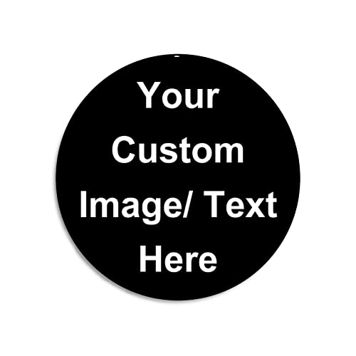 Personalisiertes rundes Metall-Personalisiertes Aluminiumschild Kundenspezifisches Warnschild Personalisierte Blechschilder mit Bild und Text Bild für Café Bar Street Man Cave Road Restaurant Shop 11, von Lsjuee