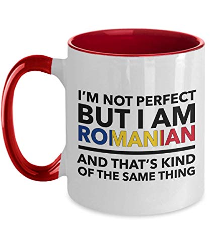 Rumänische Tasse – ich bin unvollkommen, aber ich bin Rumäne und das ist irgendwie dasselbe – rumänische Kaffeetasse – Rumänien-Geschenk – zweifarbige Tasse von Lsjuee