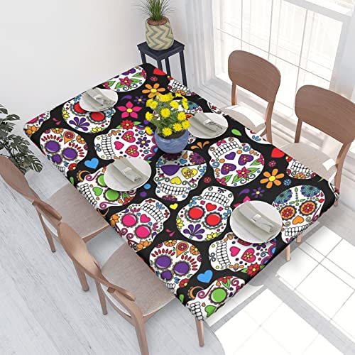 Tischdecke Elastische Passkante Dead Sugar Skull Tischdecke Rechteckige Tischdecke Waschbar Wiederverwendbar für Küche Esszimmer Picknick Party Fit Tisch 4ft / 48 X 30 Zoll von Lsjuee