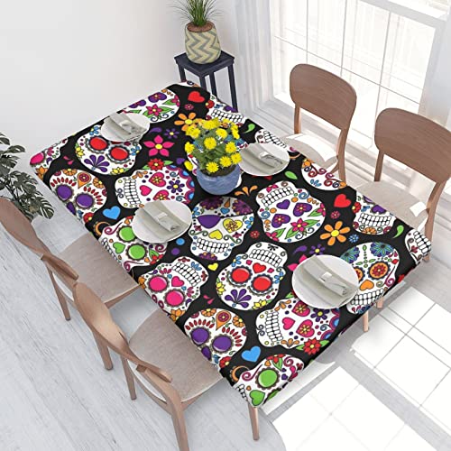 Tischdecke Elastische Passkante Dead Sugar Skull Tischdecke Rechteckige Tischdecke Waschbar Wiederverwendbar für Küche Esszimmer Picknick Party Fit Tisch 4ft / 48 X 30 Zoll von Lsjuee