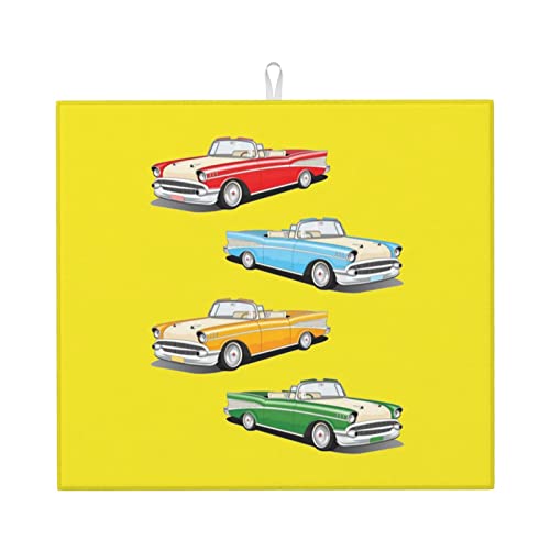 Trockenmatte für die Küche, klassische Auto-Roadster, altmodisch, bedruckt, Geschirr-Trockenunterlage für Küchenarbeitsplatte (40,6 x 45,7 cm) von Lsjuee