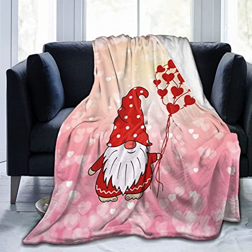 Valentinstag GNOME Überwurfdecke Warme, gemütliche, leichte Decken Romantisches Valentinstagsgeschenk Flanelldecke für Sofa, Couch, Bett, Büro, Urlaub, dekorativ 80"X60" von Lsjuee