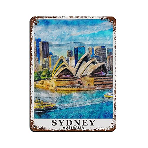 Vintage-Schild mit Stadtbild, Sydney, Australien V, Ölgemälde, Vintage-Blechschild, Zuhause, Büro, Küche, Pub, Club, Café, Bar, Bauernhof, Restaurant, Sammlung, Metall-Wanddekoration von Lsjuee