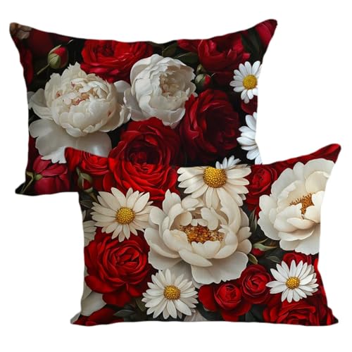 Kissenbezug 50x90cm Rot Outdoor Kissen Wetterfest Blume Outdoor Kissen Wetterfest Atmungsaktiv Kissenhülle Unsichtbarer Reißverschluss Draußen Balkon Zuhause Wohnzimmer Schlafzimmer, 2er Set L-L1998 Kissenbezug 50x90cm Rot Outdoor Kissen Wetterfest Blume Outdoor Kissen Wetterfest Atmungsaktiv Kissenhülle Unsichtbarer Reißverschluss Draußen Balkon Zuhause Wohnzimmer Schlafzimmer, 2er Set L-L1998 von Lslomrqz
