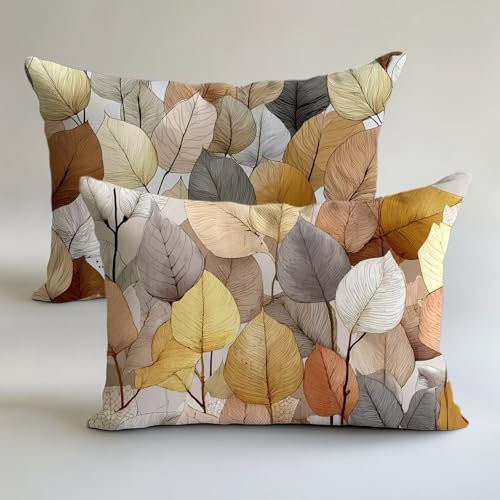 Outdoor Kissen Beige Kissenbezug 30x50cm Blatt Kissenbezüge Wetterfest Leinen Dekokissen 2er Set, Doppelseitig Gedruckt mit Reißverschluss für Terrasse Sofakissen Zierkissen Herbstdekoration LK-1295 Outdoor Kissen Beige Kissenbezug 30x50cm Blatt Kissenbezüge Wetterfest Leinen Dekokissen 2er Set, Doppelseitig Gedruckt mit Reißverschluss für Terrasse Sofakissen Zierkissen Herbstdekoration LK-1295 von Lslomrqz