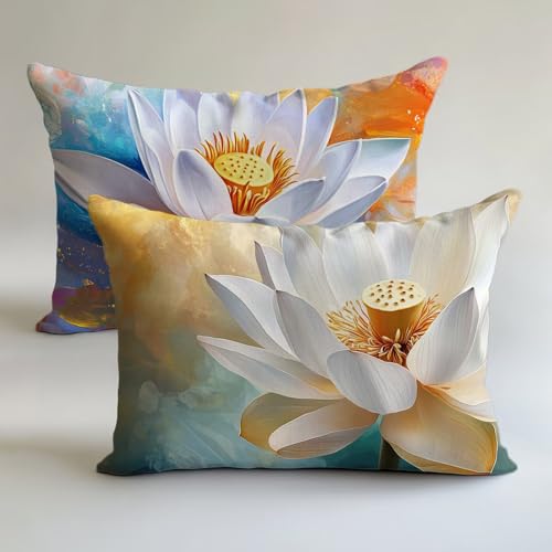 Outdoor Kissen Bunt Kissenbezug 40x80cm Lotus Kissenbezüge Wetterfest Leinen Dekokissen 2er Set, Doppelseitig Gedruckt mit Reißverschluss für Terrasse Sofakissen Zierkissen Herbstdekoration L-L1991 Outdoor Kissen Bunt Kissenbezug 40x80cm Lotus Kissenbezüge Wetterfest Leinen Dekokissen 2er Set, Doppelseitig Gedruckt mit Reißverschluss für Terrasse Sofakissen Zierkissen Herbstdekoration L-L1991 von Lslomrqz