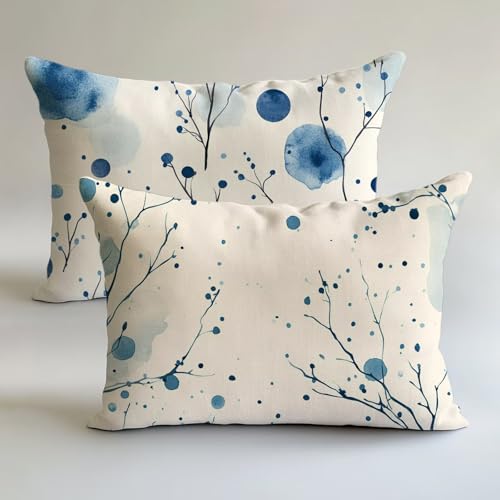 Outdoor Kissen Creme Kissenbezug 40x65cm Anlage Kissenbezüge Wetterfest Leinen Dekokissen 2er Set, Doppelseitig Gedruckt mit Reißverschluss für Terrasse Sofakissen Zierkissen Herbstdekoration L-L1985 von Lslomrqz