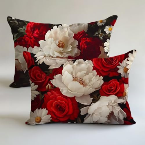 Outdoor Kissen Rot Kissenbezug 40x60cm Blume Kissenbezüge Wetterfest Leinen Dekokissen 2er Set, Doppelseitig Gedruckt mit Reißverschluss für Terrasse Sofakissen Zierkissen Herbstdekoration L-L1997 Outdoor Kissen Rot Kissenbezug 40x60cm Blume Kissenbezüge Wetterfest Leinen Dekokissen 2er Set, Doppelseitig Gedruckt mit Reißverschluss für Terrasse Sofakissen Zierkissen Herbstdekoration L-L1997 von Lslomrqz