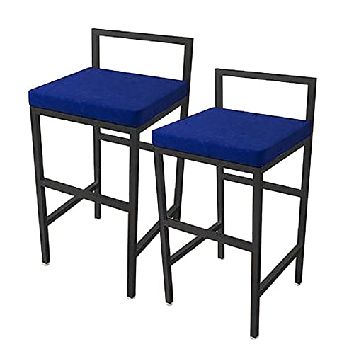 Lsoiup Barhocker im 2er-Set, Esszimmerstühle für die Küche, Moderne Beistellstühle, mit Samt gepolsterter Sitz und Schwarze Metallbeine, Sitzhöhe 80 cm, Blau von Lsoiup