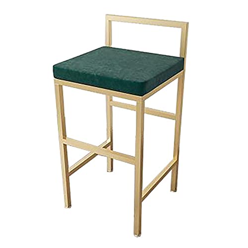 Lsoiup Barhocker mit Rückenlehne, samtgepolsterter Sitzfläche, goldene Metallbeine, Frühstücksthekenstuhl für die Küche, 1 Stück, Sitzhöhe 55 cm, grün von Lsoiup