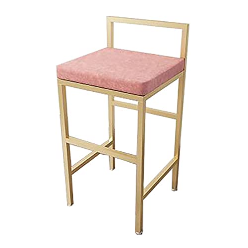 Lsoiup Barhocker mit Rückenlehne, samtgepolsterter Sitzfläche, goldene Metallbeine, Frühstücksthekenstuhl für die Küche, 1 Stück, Sitzhöhe 75 cm, Rosa von Lsoiup