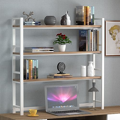 Lsoiup Desktop-Bücherregal für Computertisch, 3-stufiger Stall, Bücherregal, Organizer, Arbeitsplatte, Aufbewahrungsstall, Präsentationsständer für das Heimbüro von Lsoiup