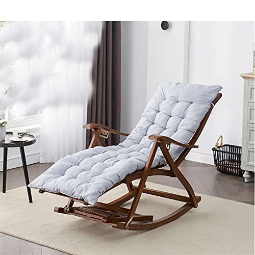 Lsoiup Ergonomischer Schaukelstuhl mit Bambuskissen, Liegestuhl für Erwachsene im Gartenbalkon, Fünf-Gang-Einstellung, für den Garten, die Terrasse, den Rasen, den Strand von Lsoiup