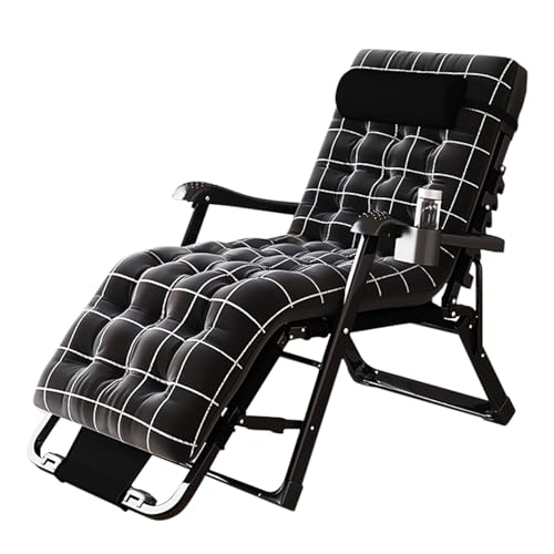 Lsoiup Extra breiter, klappbarer Gartenstuhl für den Außenbereich, Sonnenliegen mit gepolstertem Fußhocker, für Camping, Terrasse, Rasen von Lsoiup